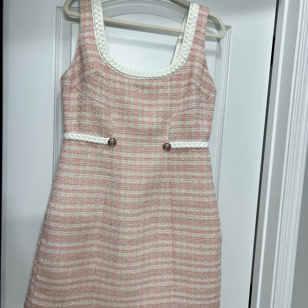 Pink and White Guess Tweed Dress